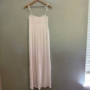 kittenish white tank smocked jumpsuit size Medium